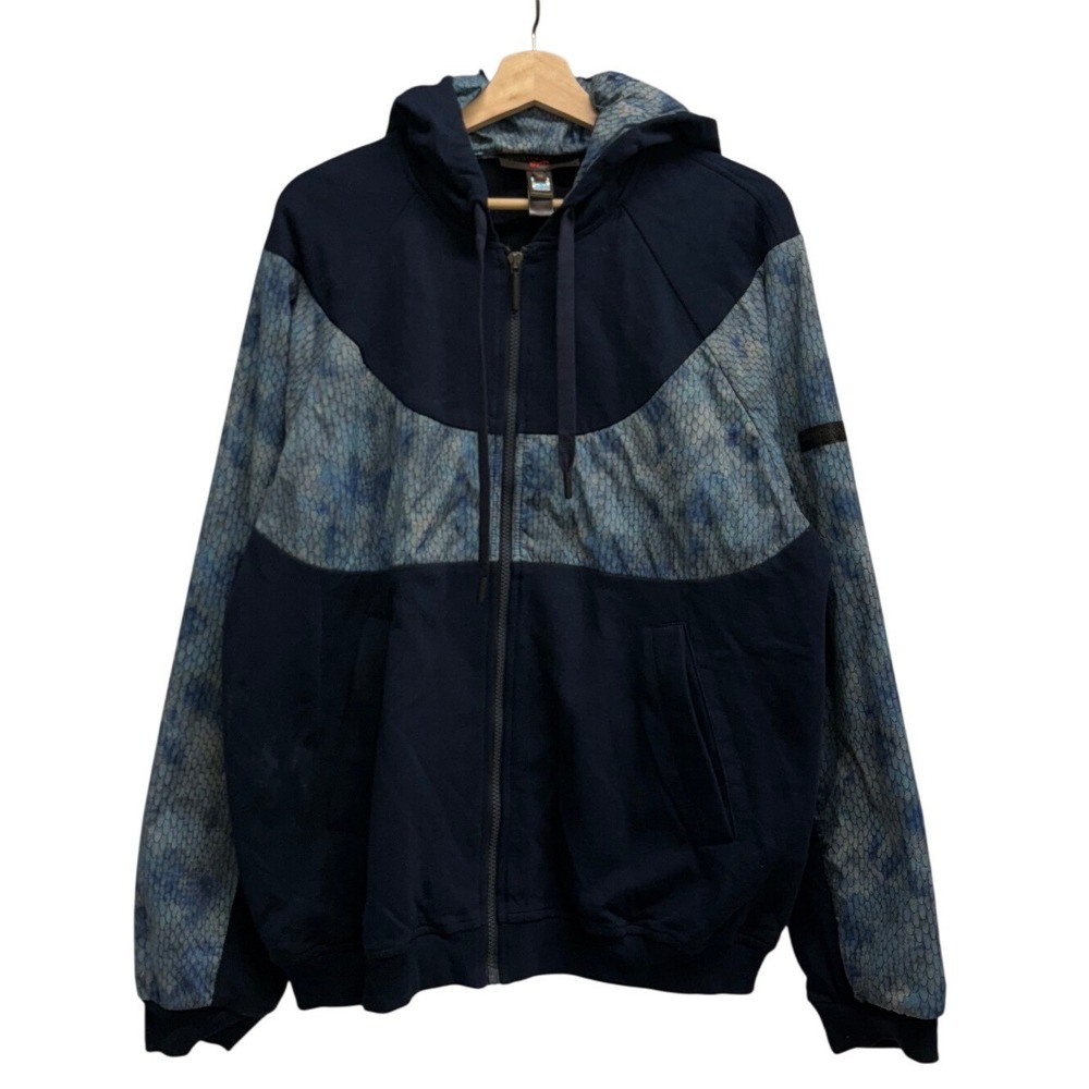 Roberto Cavalli Gym Mens Blue Snakeskin Print Full Zip Hoodie Sweatshirt Size 56
